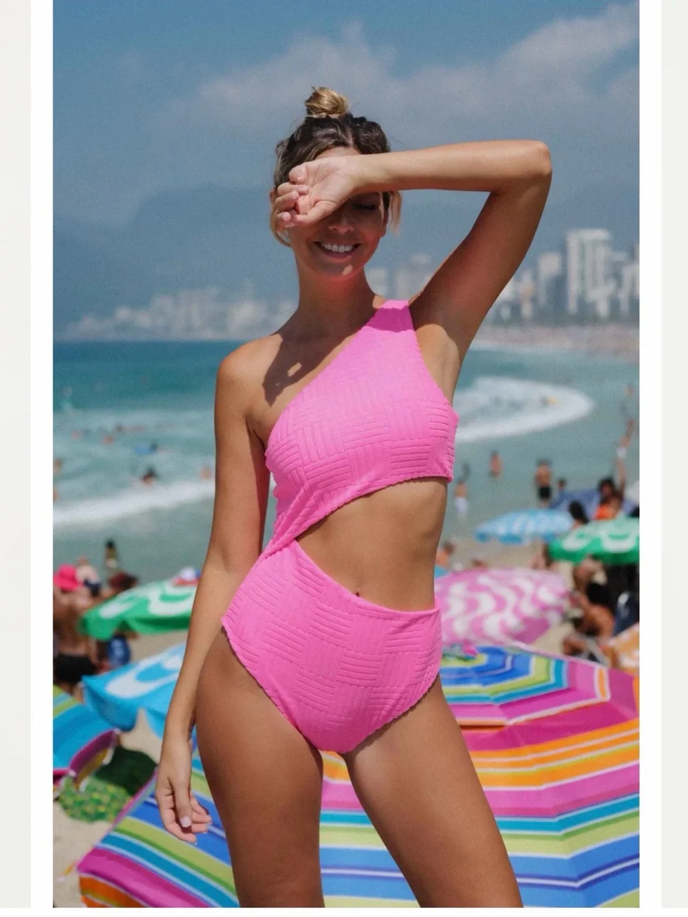 Beach Riot Celine Terry One-Piece in Strawberry Moon